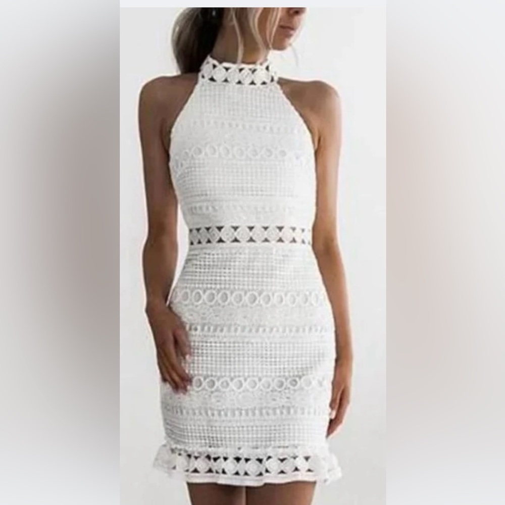 Sonja by Sonja Morgan White Party Halter Dress Size M = US Size 4